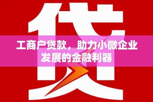 化州工商户贷款，助力小微企业发展的金融利器