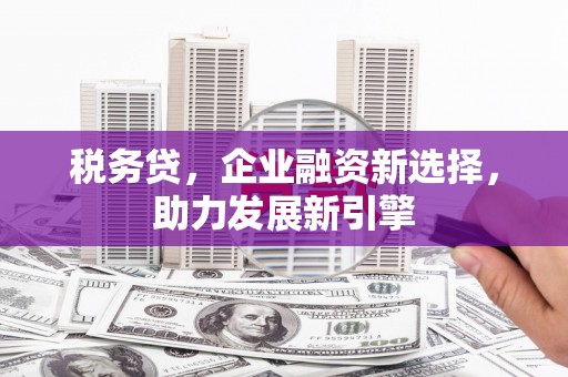 化州税务贷，企业融资新选择，助力发展新引擎