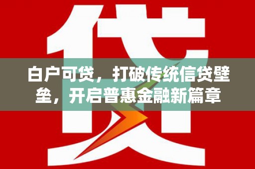 化州白户可贷，打破传统信贷壁垒，开启普惠金融新篇章